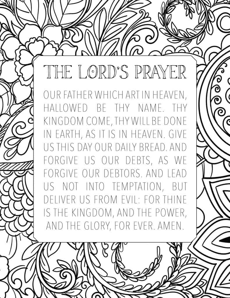 free printable the lord's prayer coloring page - my printable faith